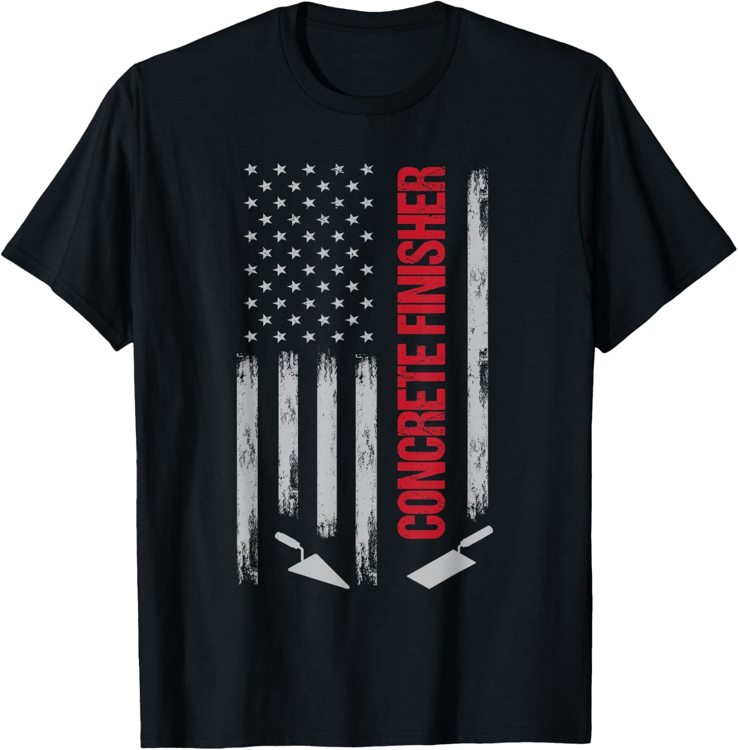 Patriotic Concrete Finisher - American Flag USA Flag T-Shirt - T-Shirt | Black