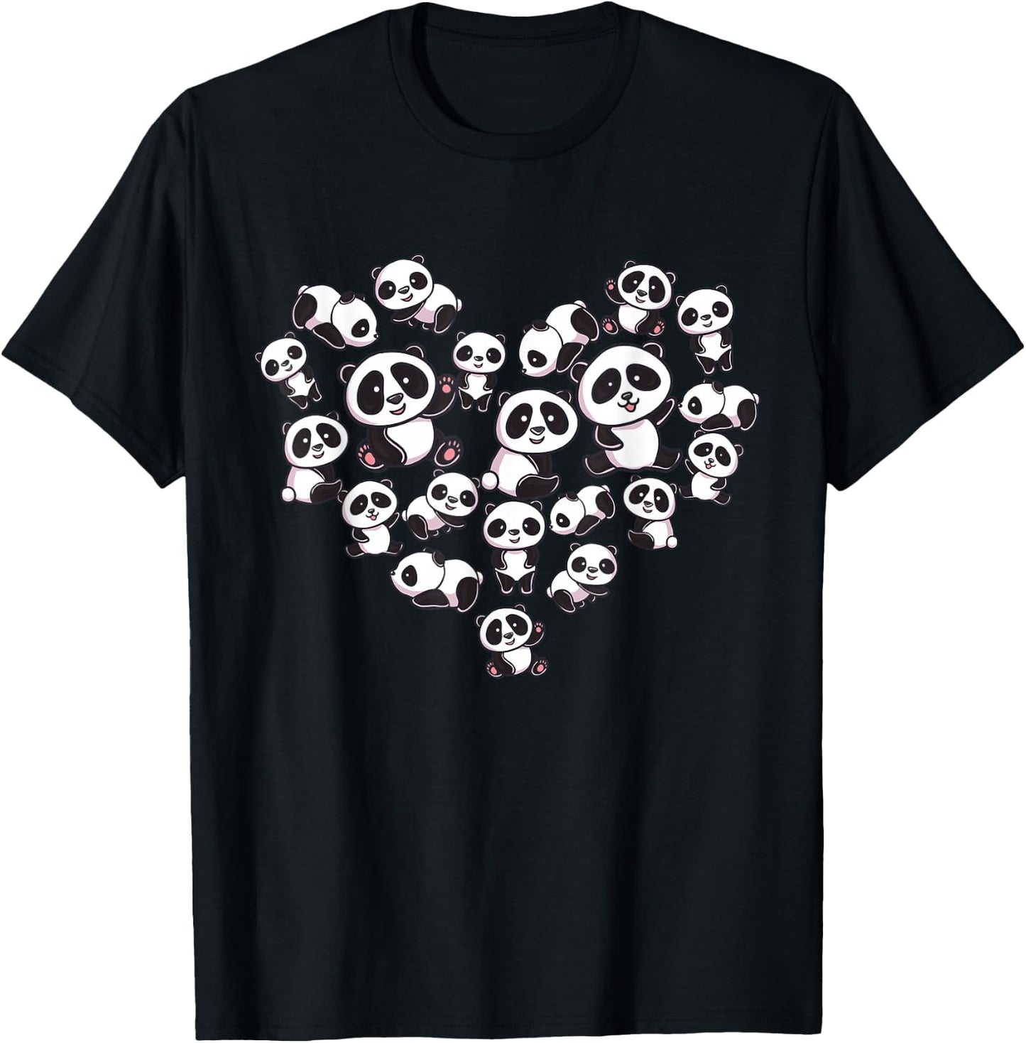 Panda Shirt Cute Panda Panda Bear Lover Heart Gifts T-Shirt - T-Shirt | Black