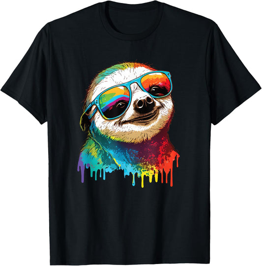 Sloth Colorful Sloth Outfit Sloth Lover T-Shirt - T-Shirt | Black