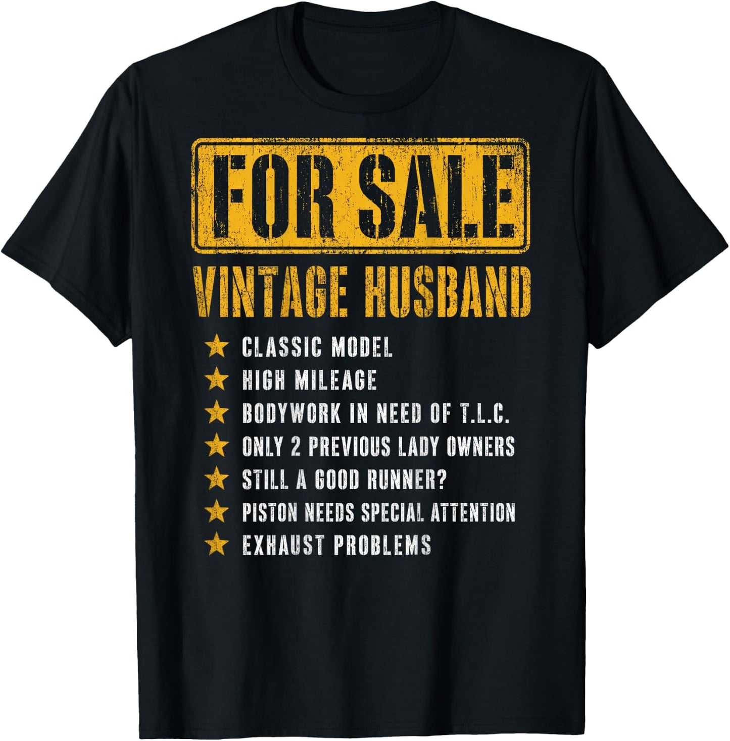 (ON Back) for Sale Vintage Husband Classic Model Fathers Day T-Shirt - T-Shirt | Black