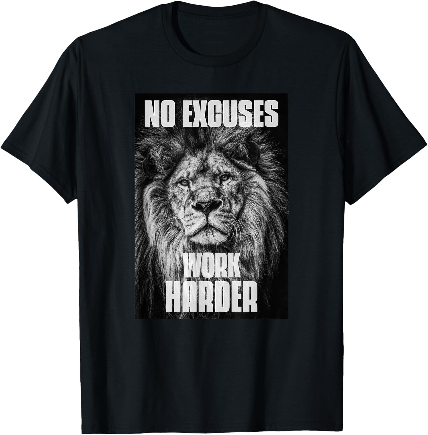 No Excuses Work Harder Bodybuilding Gym Motivational Workout T-Shirt - T-Shirt | Black