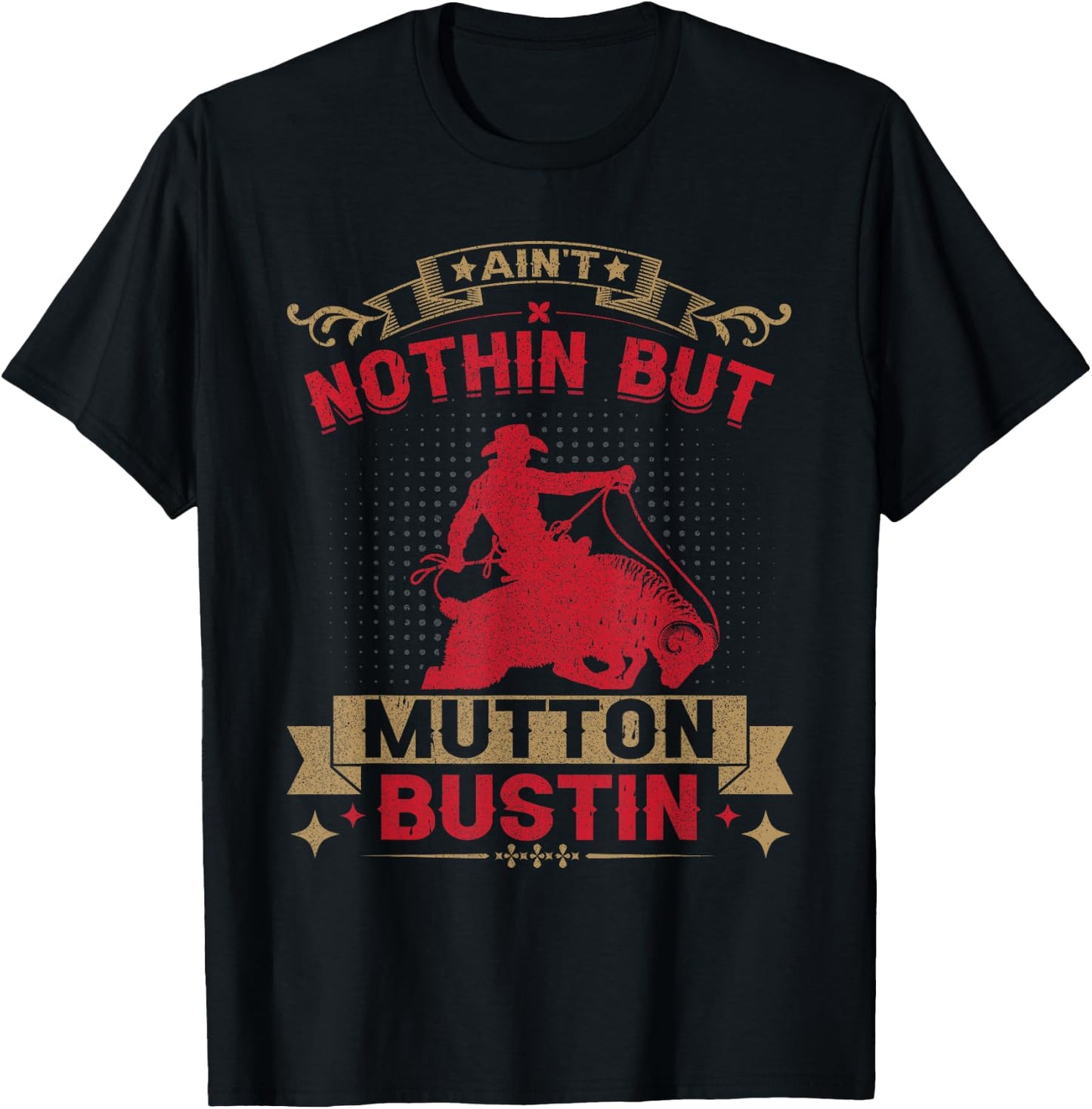 Riding Sheep Rodeo Mutton Buster Mutton Busting T-Shirt - T-Shirt | Black