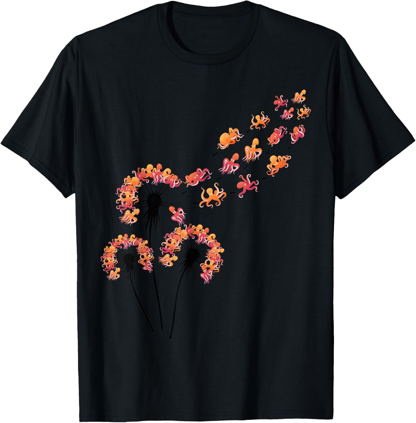 Flower Dandelion Octopus Shirt for Octopus Lover | Octopus T-Shirt - T-Shirt | Black