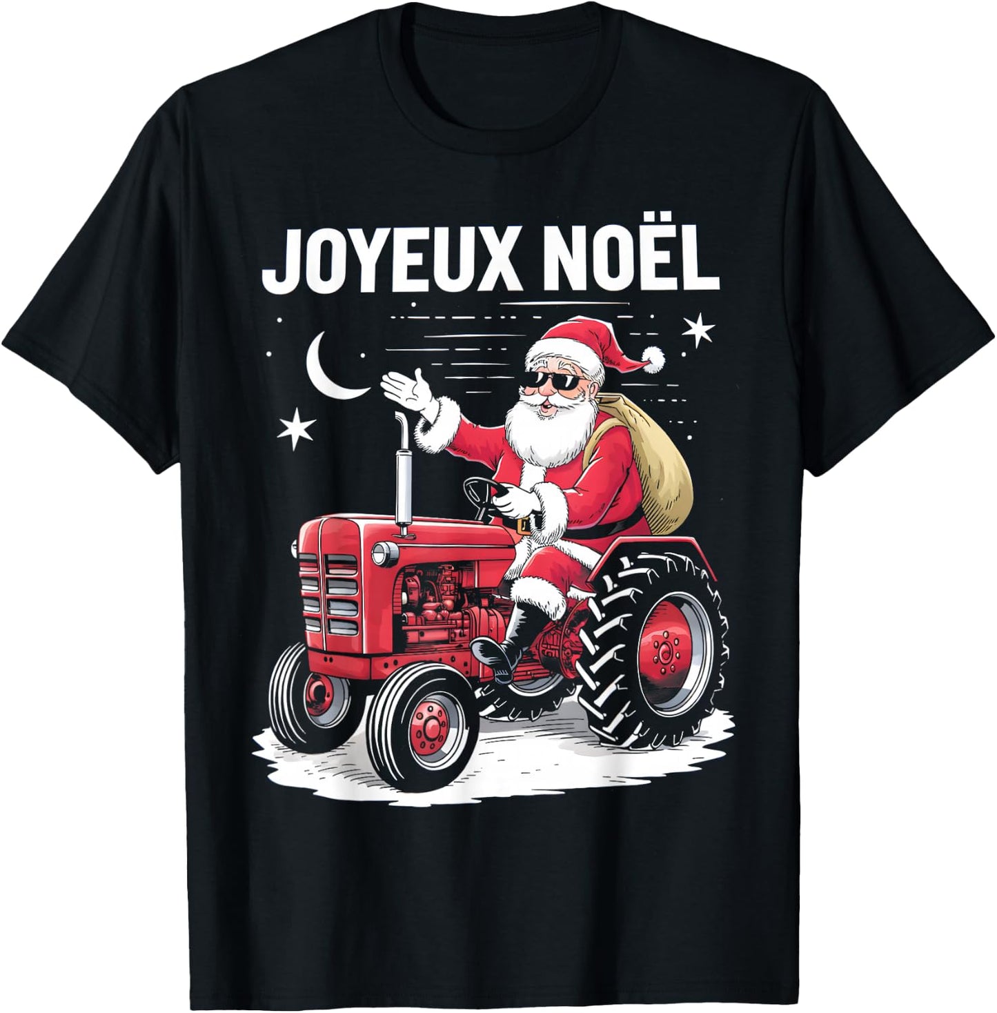Merry Christmas Santa Claus Tractor Farmer Humor Dad Christmas , Black, S T-Shirt - T-Shirt | Black