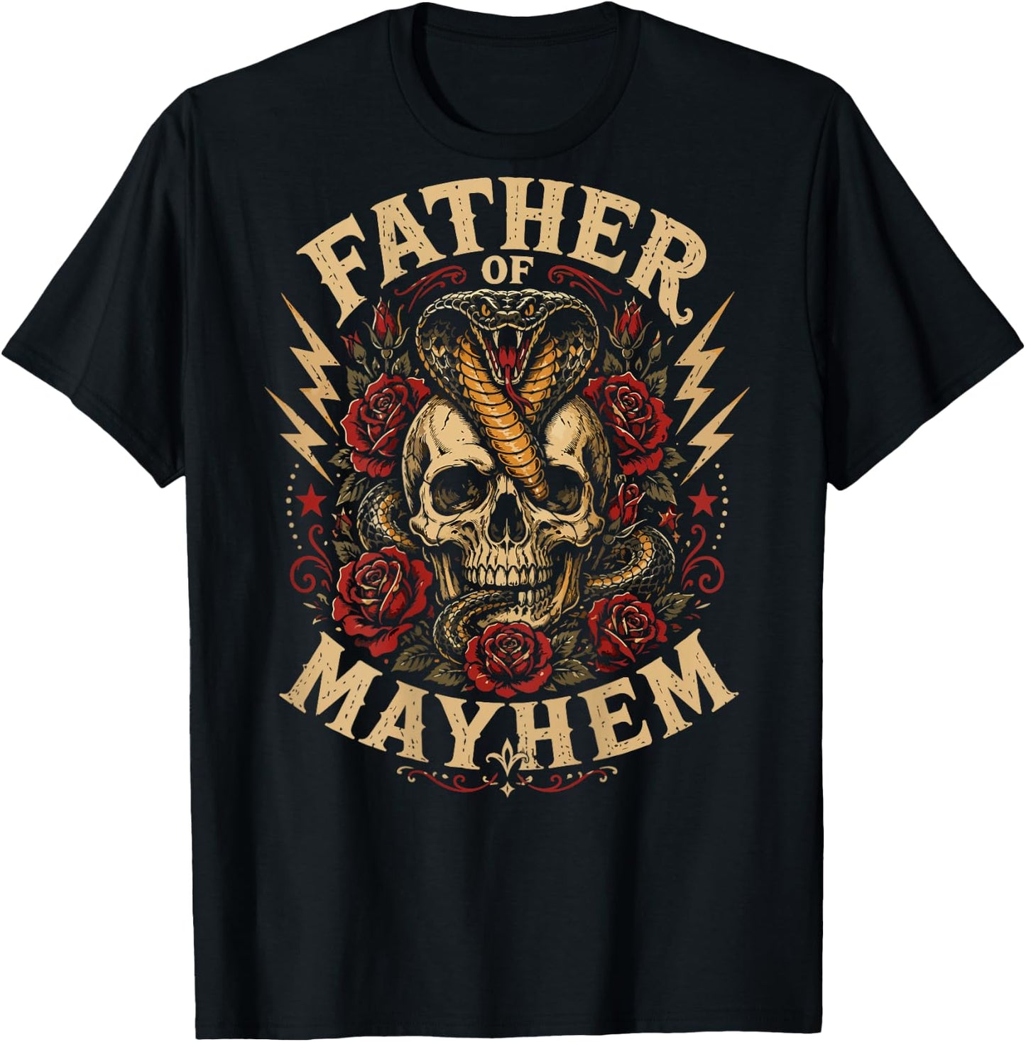 Father of Mayhem Matching Family (on Back) T-Shirt - T-Shirt | Black