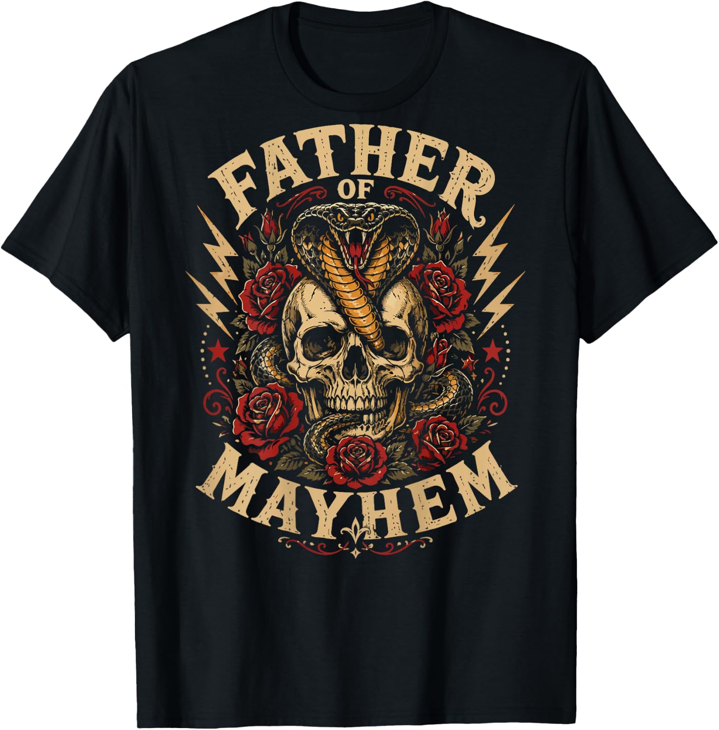 Father of Mayhem Matching Family (on Back) T-Shirt - T-Shirt | Black