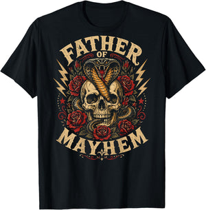 Father of Mayhem Matching Family (on Back) T-Shirt - T-Shirt | Black