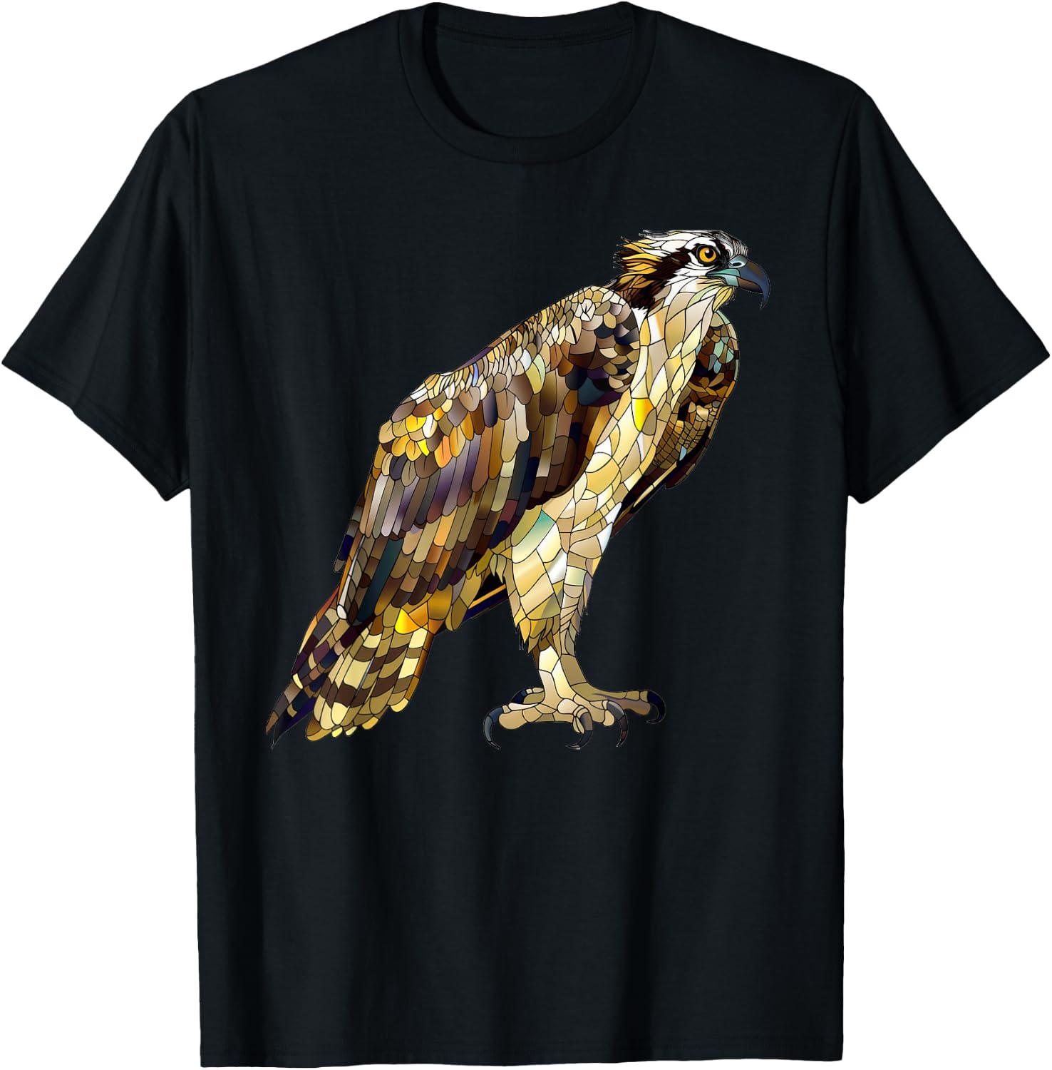 Osprey Bird Stained Glass T-Shirt - T-Shirt | Black