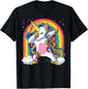 Dabbing Unicorn Shirt Girls Kids Unicorns Women Rainbow T-Shirt - T-Shirt | Black