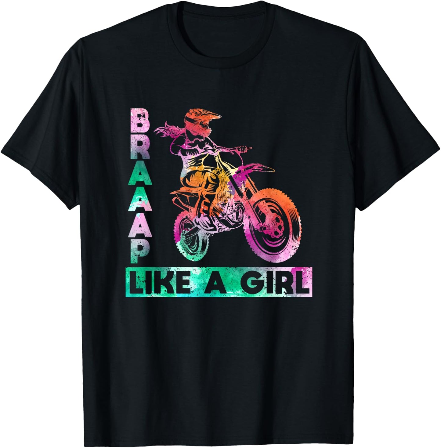 Braap Like A Girl Lustiges Motorrad Mädchen Motocross Dirt Bike T-Shirt - T-Shirt | Black