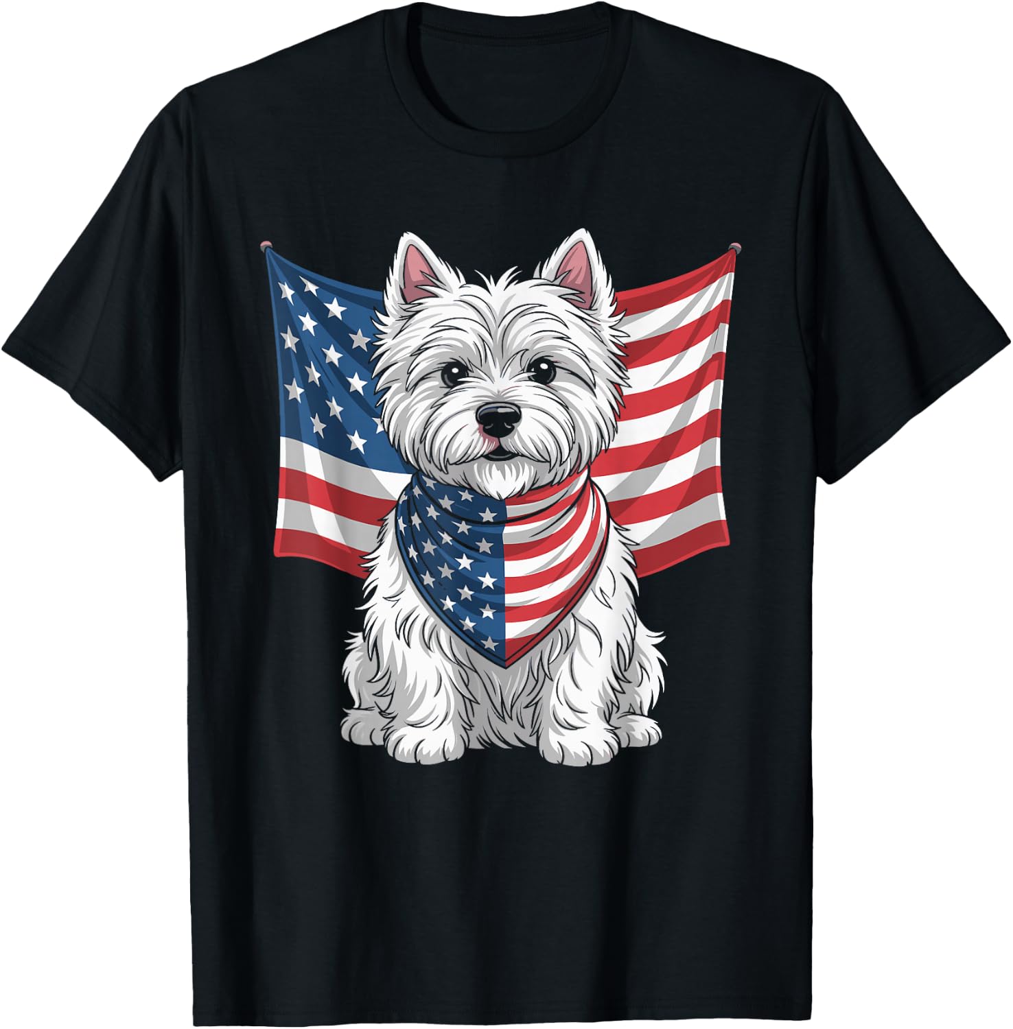 USA American Terrier Dog Pet Animal West Highland Westie T-Shirt - T-Shirt | Black