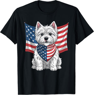 USA American Terrier Dog Pet Animal West Highland Westie T-Shirt - T-Shirt | Black