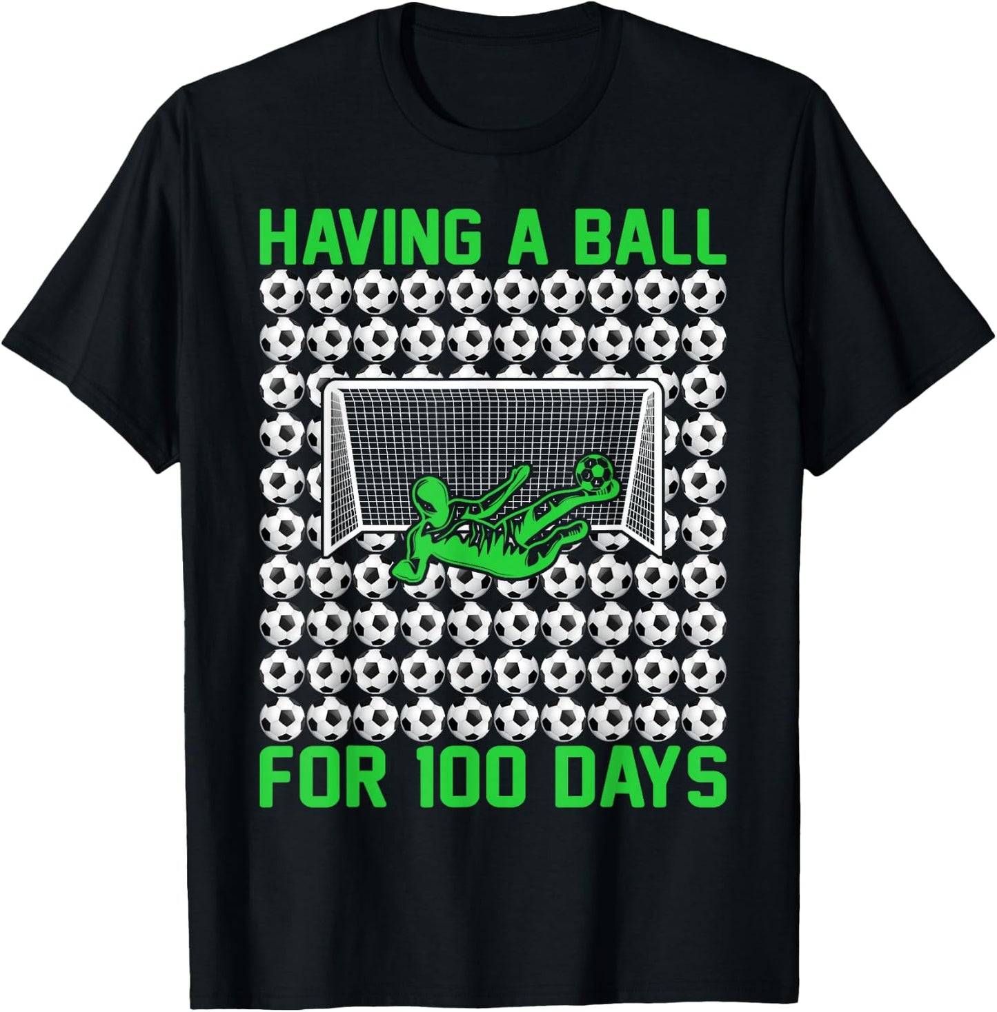 100 Days Of School Soccer 100th Day Of School For Boys Kids T-Shirt - T-Shirt | Black