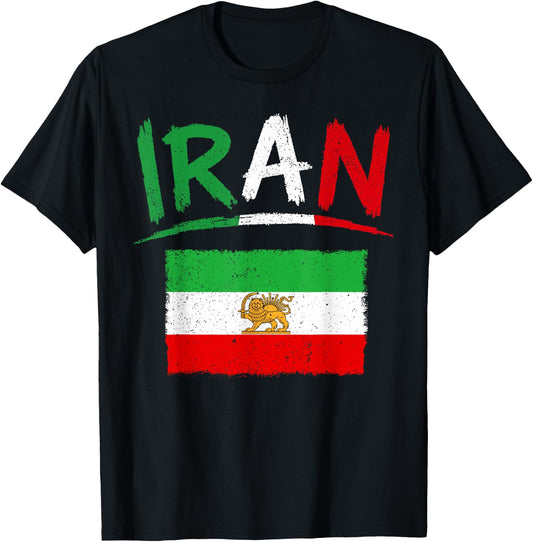 Iran Lion Sun Flag,Iran,Persian,Flag of Iran T-Shirt - T-Shirt | Black