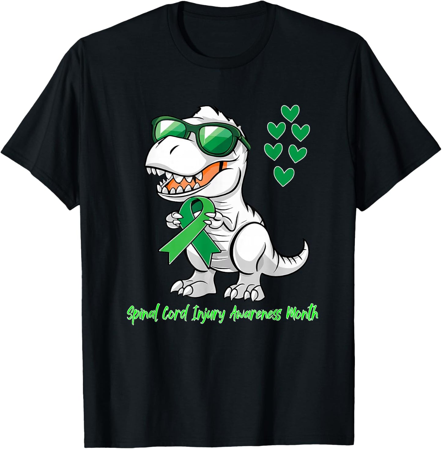 T-rex Dinosaur Spinal Cord Injury Awareness Month Dino Kids T-Shirt - T-Shirt | Black