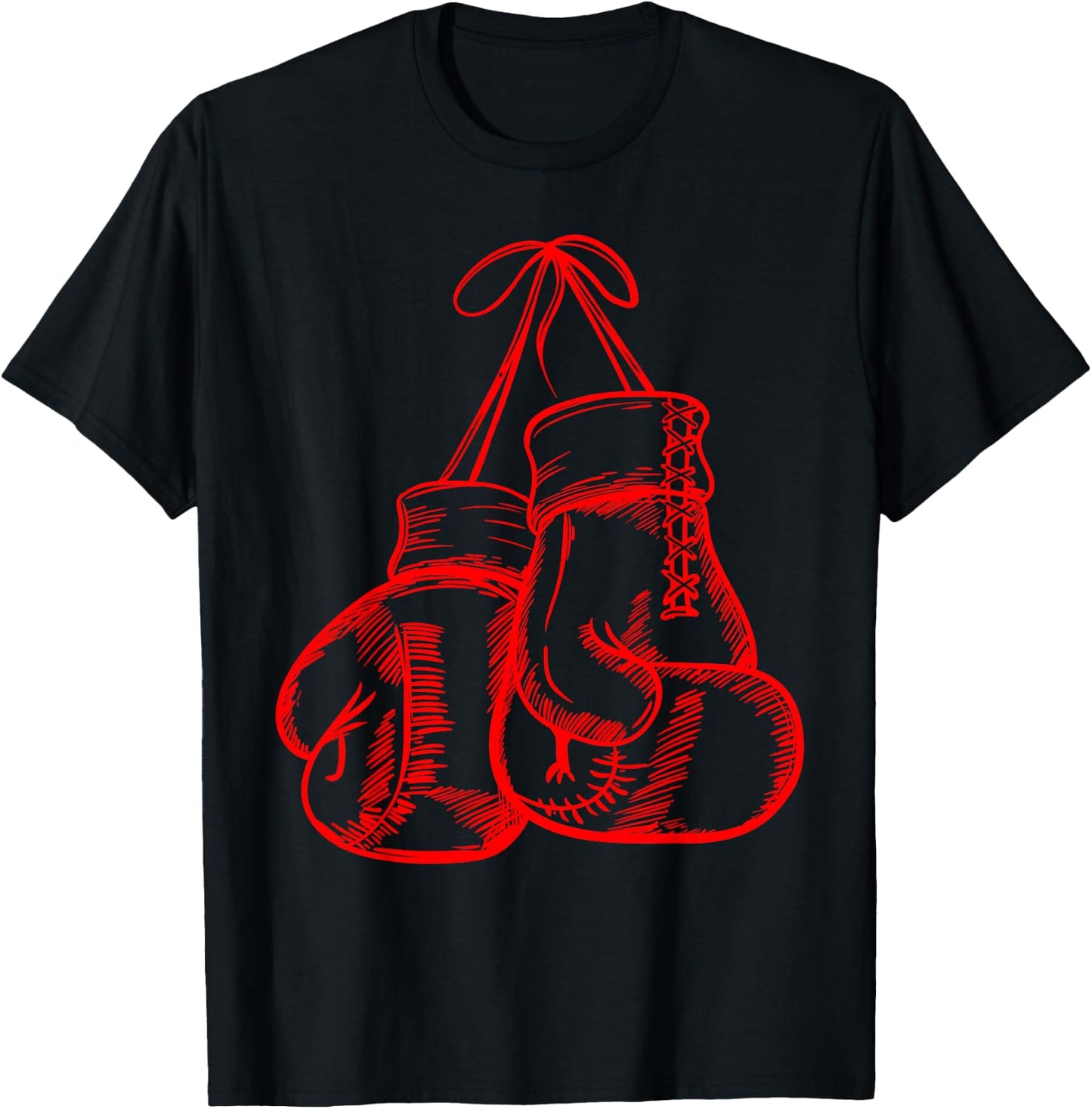 Retro Love Red Boxing Gloves Gifts Boxer Gift T-Shirt - T-Shirt | Black