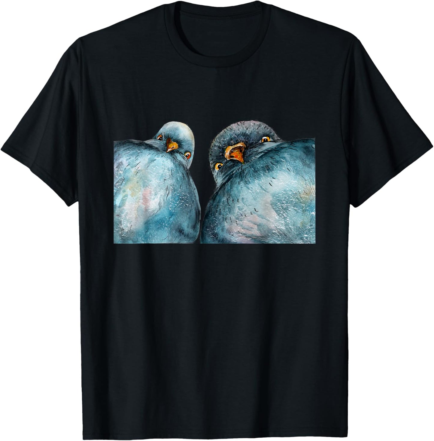 Lustige Taubenpaar Selfie Tauben Malerei T-Shirt - T-Shirt | Black