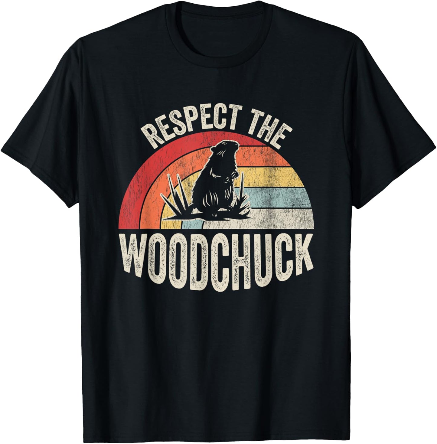 Respect The Woodchuck Retro Wildlife Humor T-Shirt - T-Shirt | Black