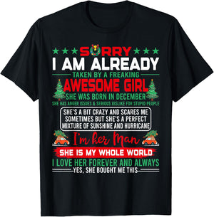 Sorry I'm Already Taken By Awesome December Queen Christmas T-Shirt - T-Shirt | Black