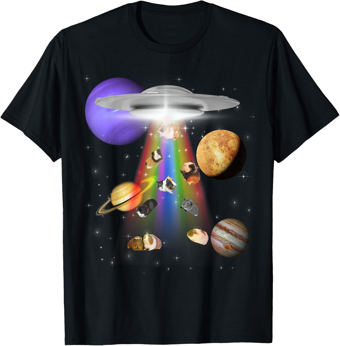Guinea Pig Lover Alien Abduction UFO LGBTQ Subtle Pride T-Shirt - T-Shirt | Black