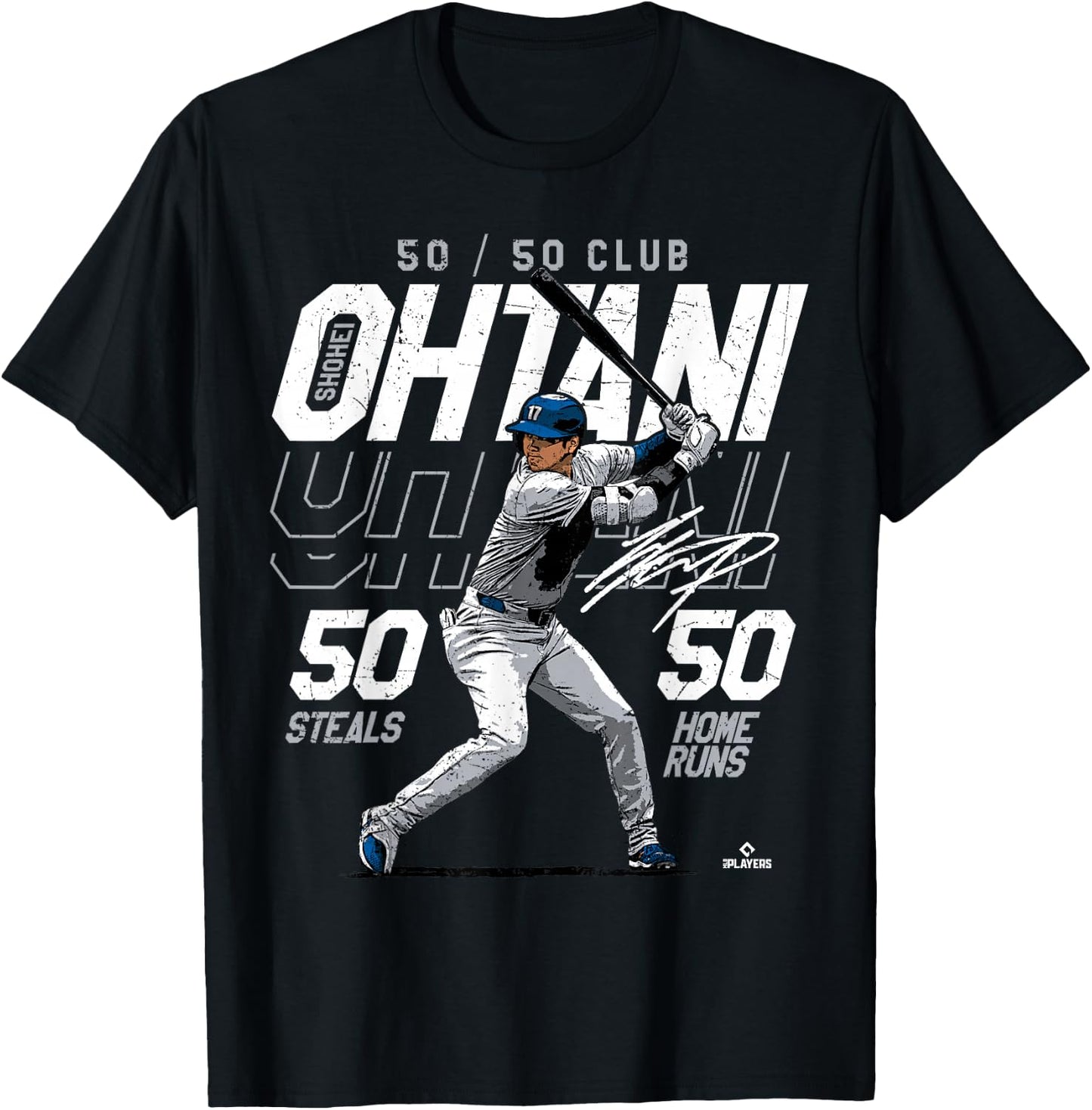 Speed, Power, Ohtani 50-50 Milestone Shohei Ohtani MLBPA T-Shirt - T-Shirt | Black