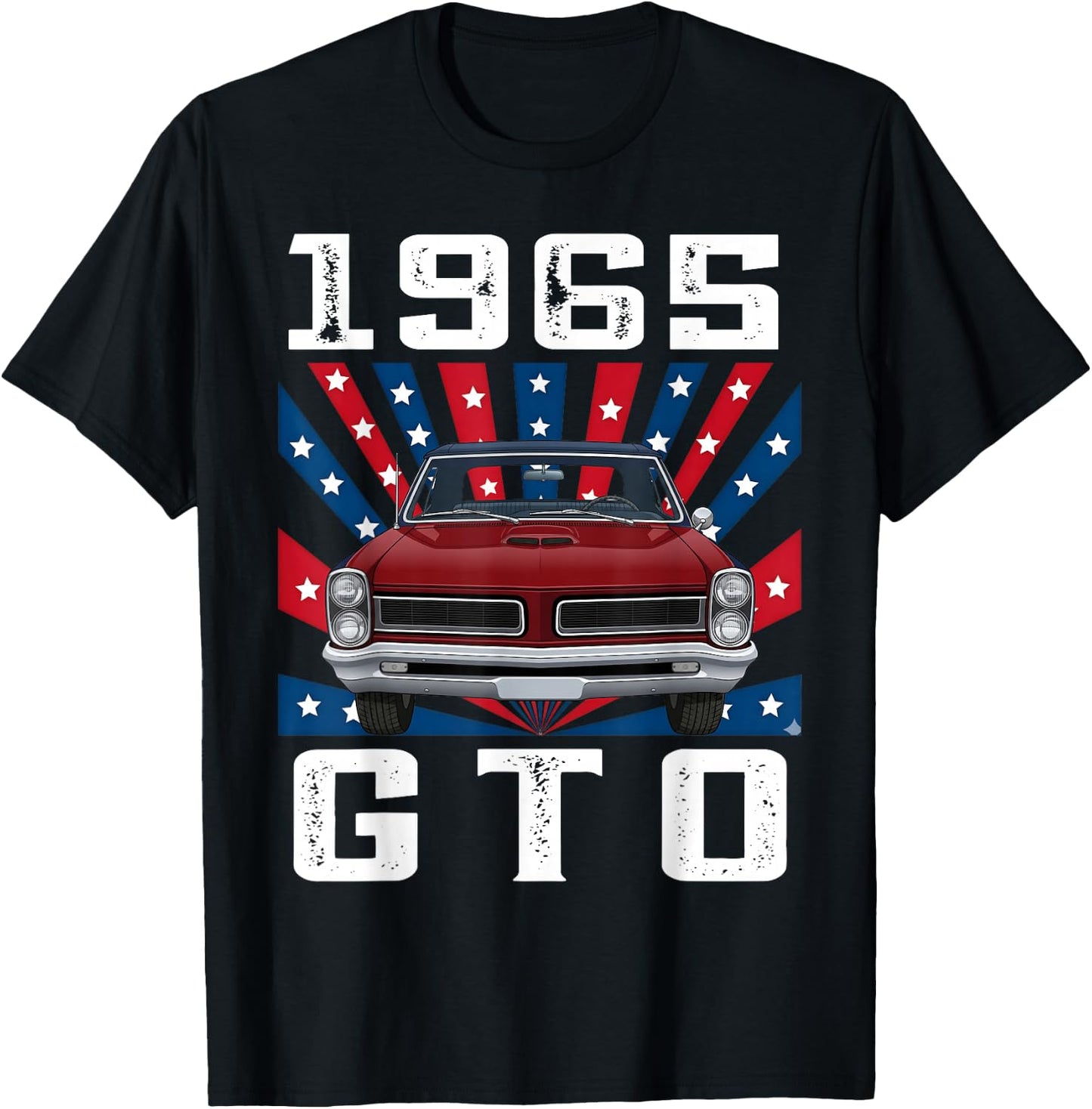 65 1965 GTO American Flag Silhouette Muscle Car T-Shirt - T-Shirt | Black