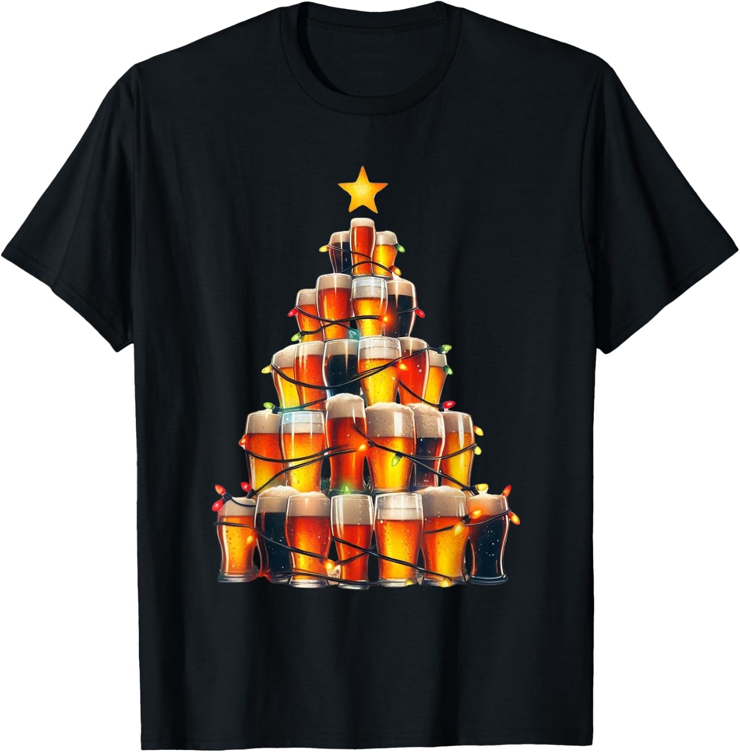 Beer Xmas Christmas Tree T-Shirt - T-Shirt | Black