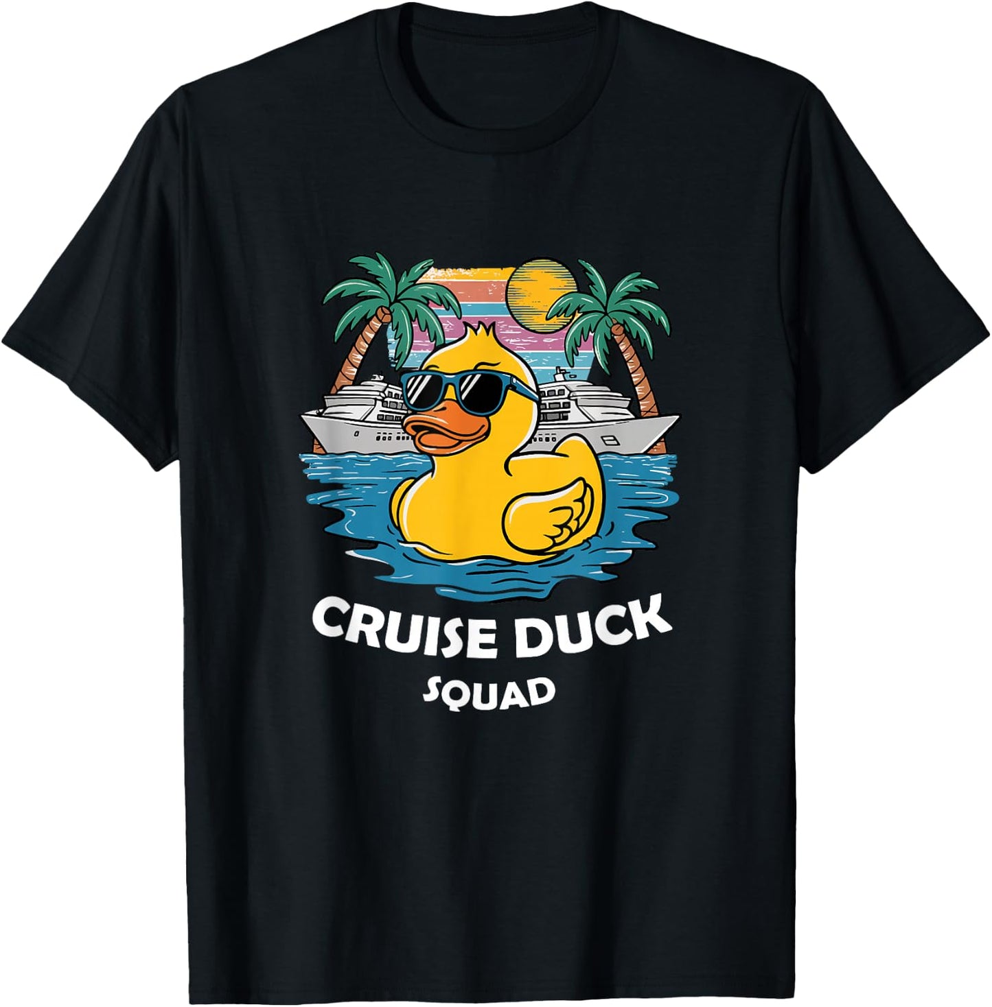 Funny Duck Cruise Rubber Duck Squad Vacation Cruise Ship T-Shirt - T-Shirt | Black