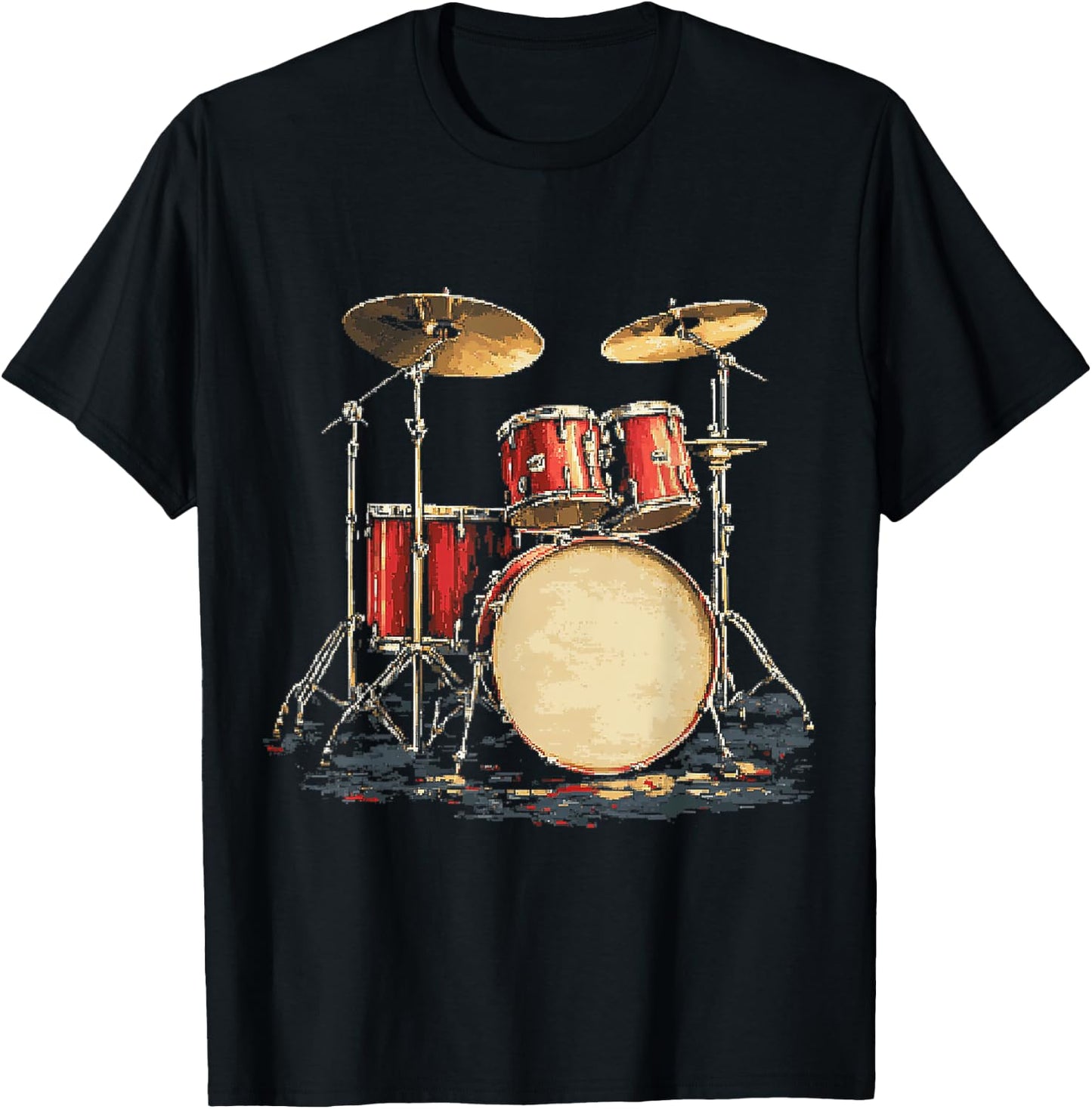 Musical Instrument Drum Set , Black, S T-Shirt - T-Shirt | Black