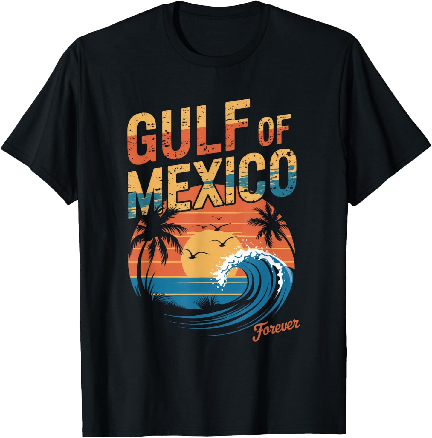 Gulf of Mexico Forever Retro Vintage Gulf of Mexico T-Shirt - T-Shirt | Black