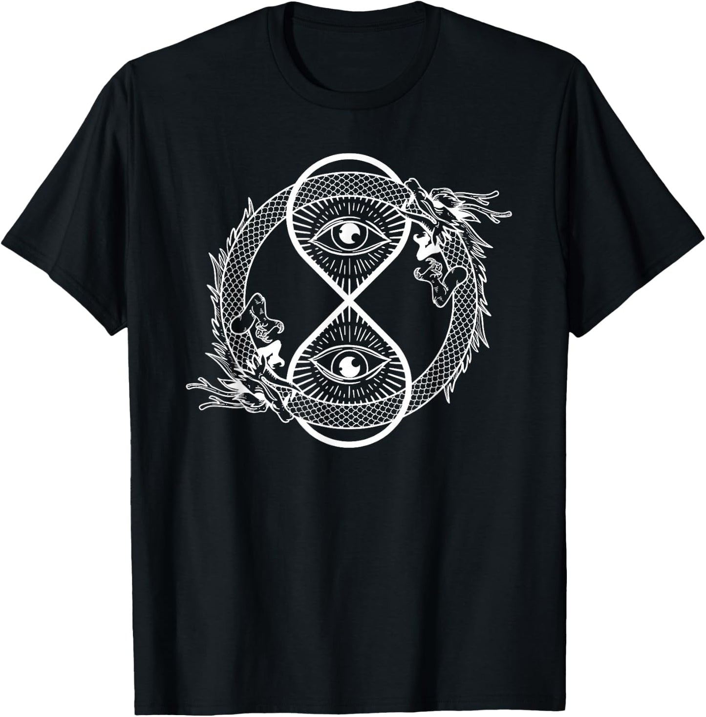 Ouroboros with hourglass Snake Symbol Infinity Eye Dragon T-Shirt - T-Shirt | Black