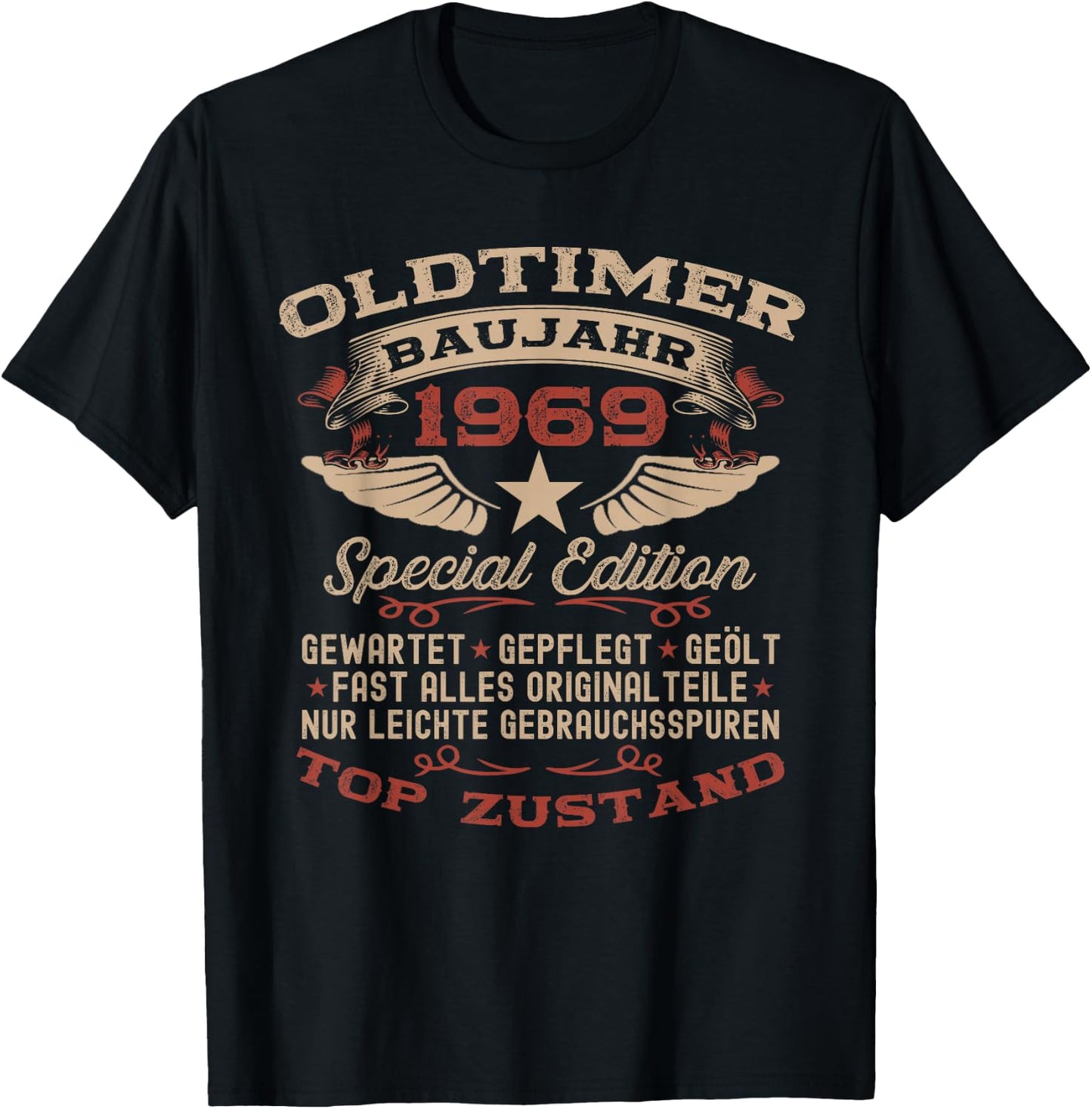 55th Birthday Gift Vintage 1969 Vintage Funny , black T-Shirt - T-Shirt | Black