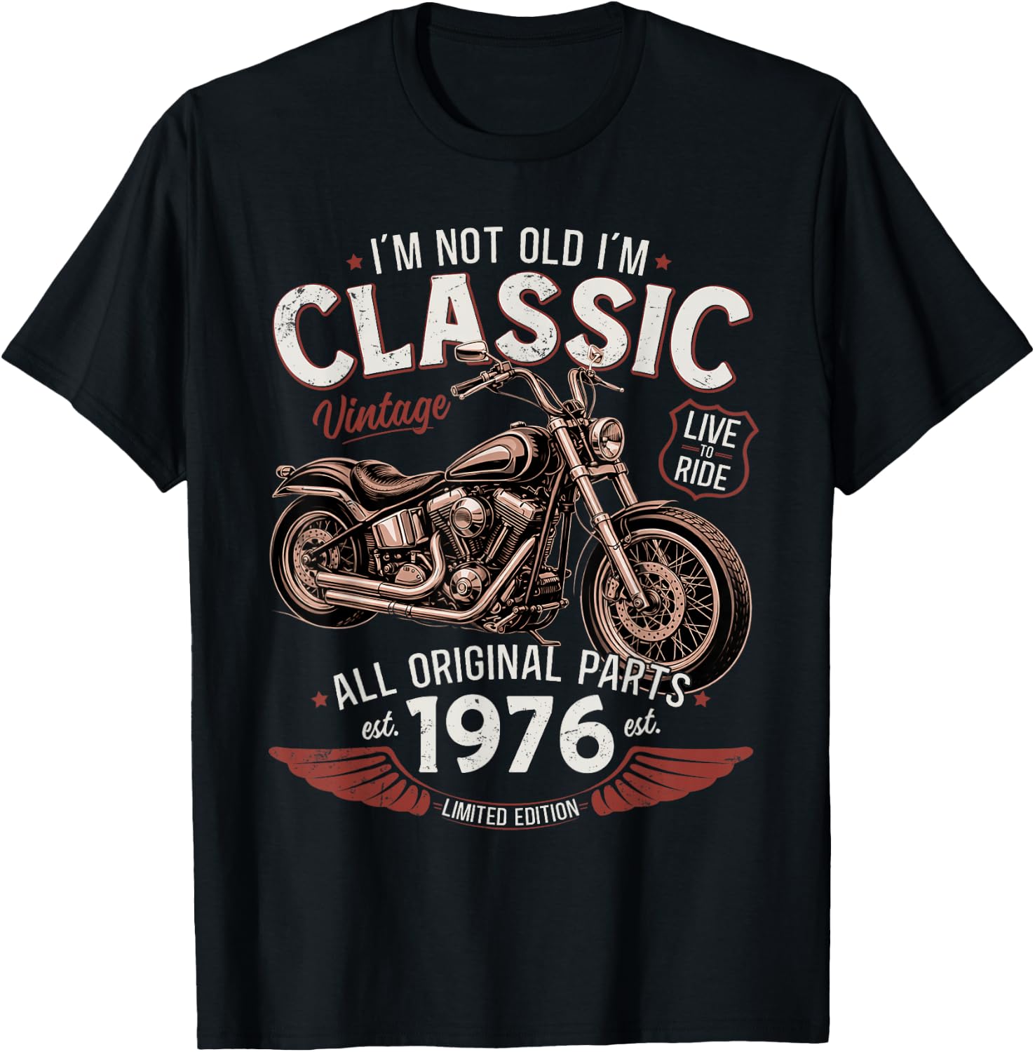 50. Geburtstag Mann Geschenk Motorrad Motorradfahrer 1976 T-Shirt - T-Shirt | Black