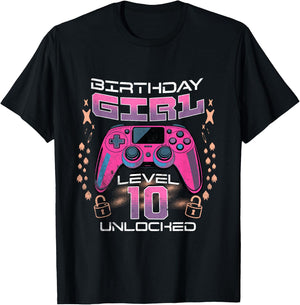 10th Birthday Gaming Gift Girl Age 10 Year Old Gamer Girls T-Shirt - T-Shirt | Black