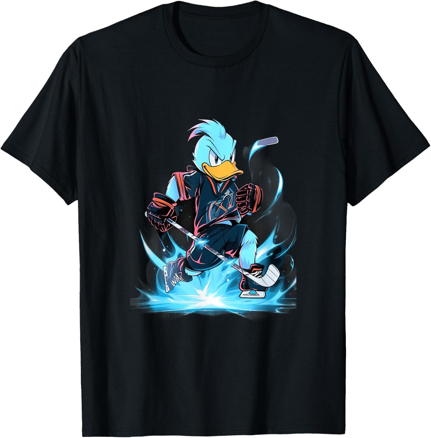 Duck Ice Hockey Player Hockey Stick Goalkeeper T-Shirt - T-Shirt | Black