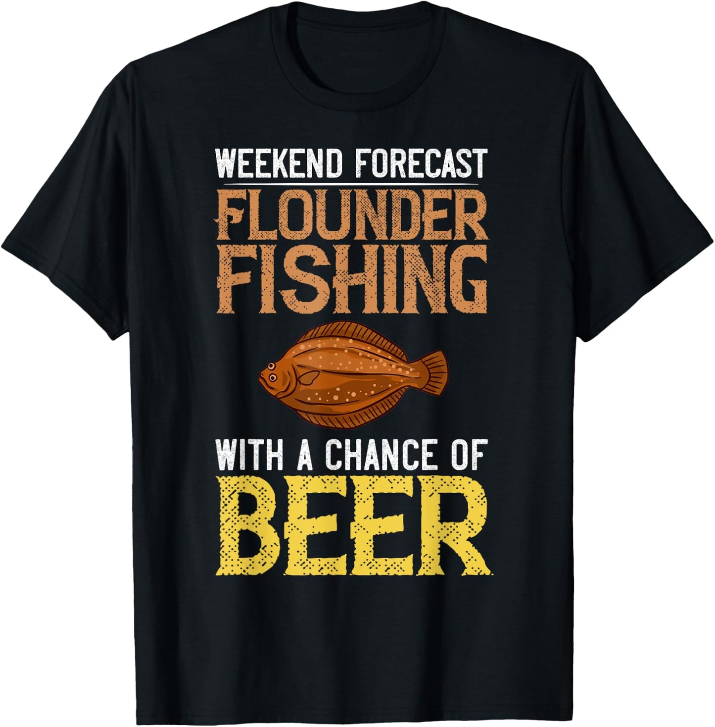 Flounder Fish Funny Animals Flatfish Fishing T-Shirt - T-Shirt | Black