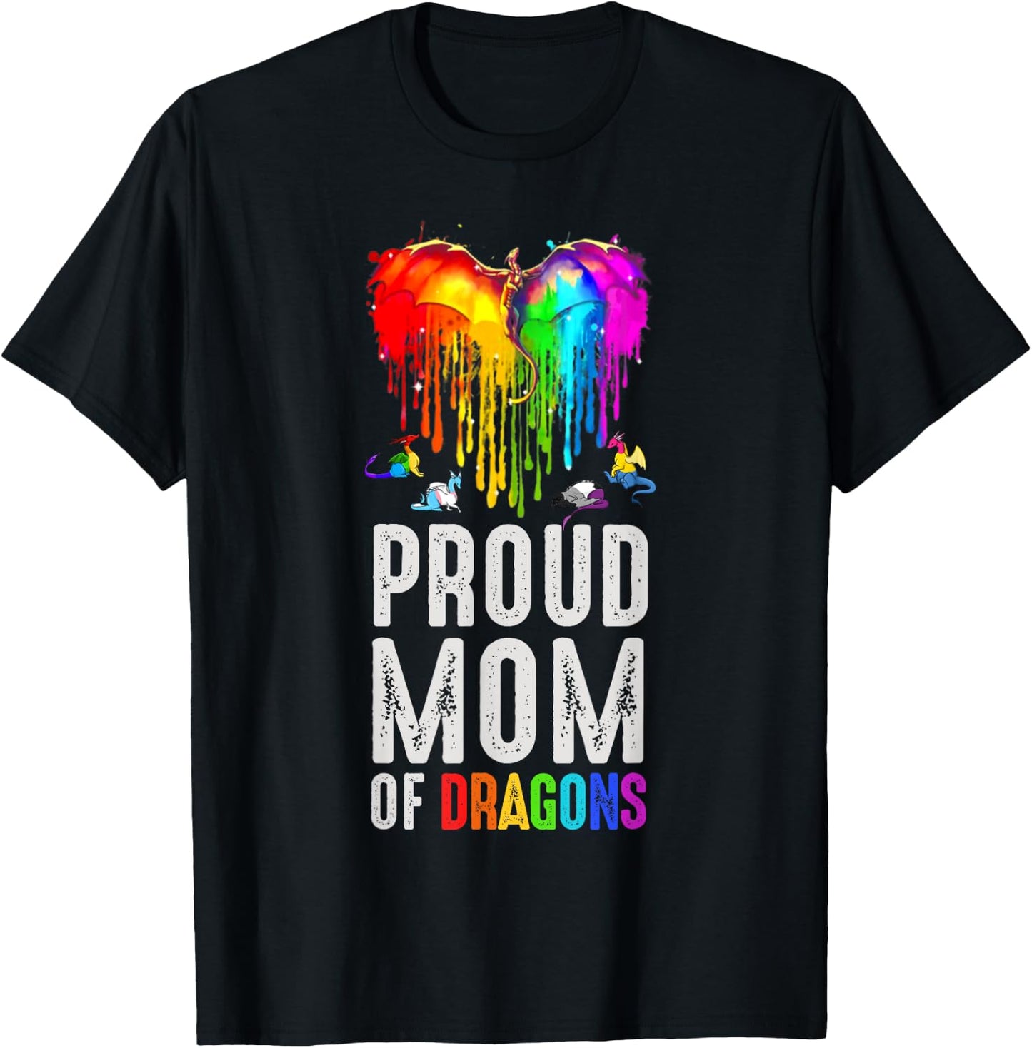 Funny Proud Moms Of Dragons LGBT Gifts For Mom Pride LGBTQ T-Shirt - T-Shirt | Black