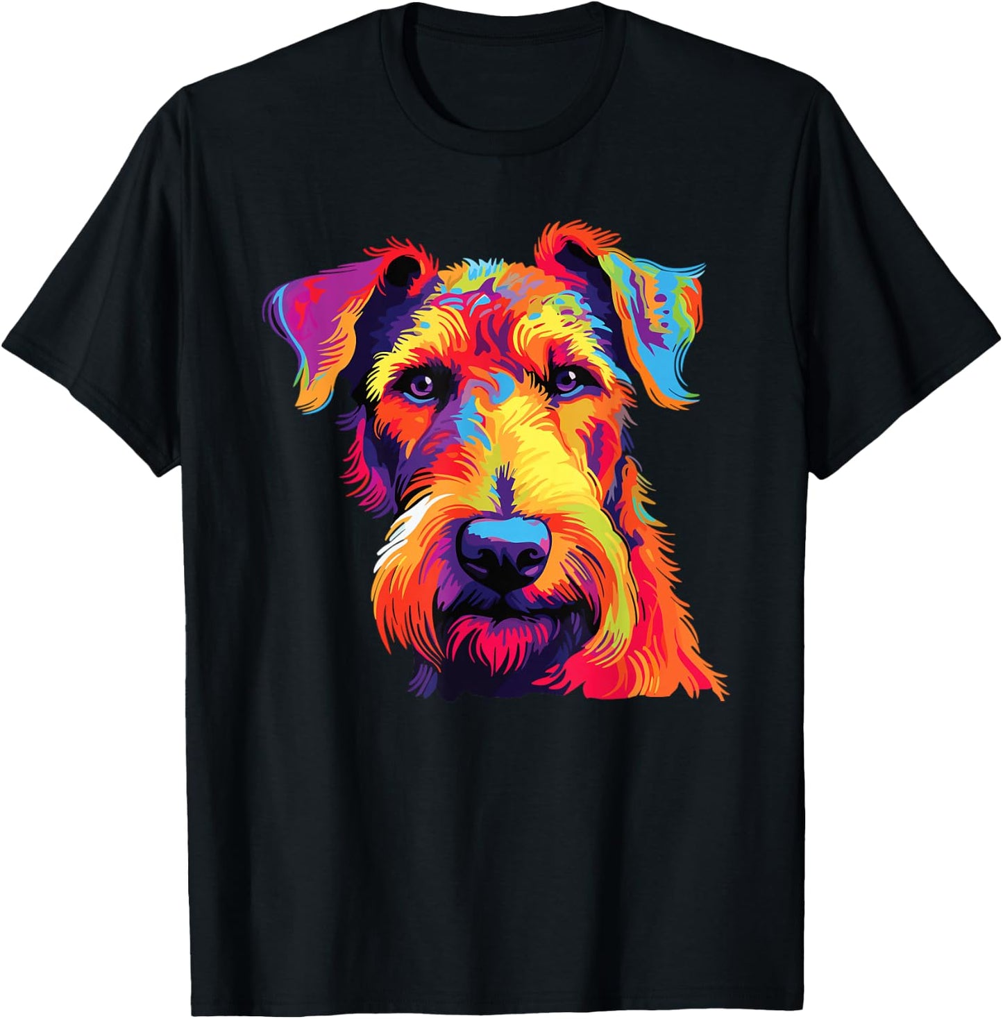 Watercolor Colorful Airedale Terrier Dog T-Shirt - T-Shirt | Black