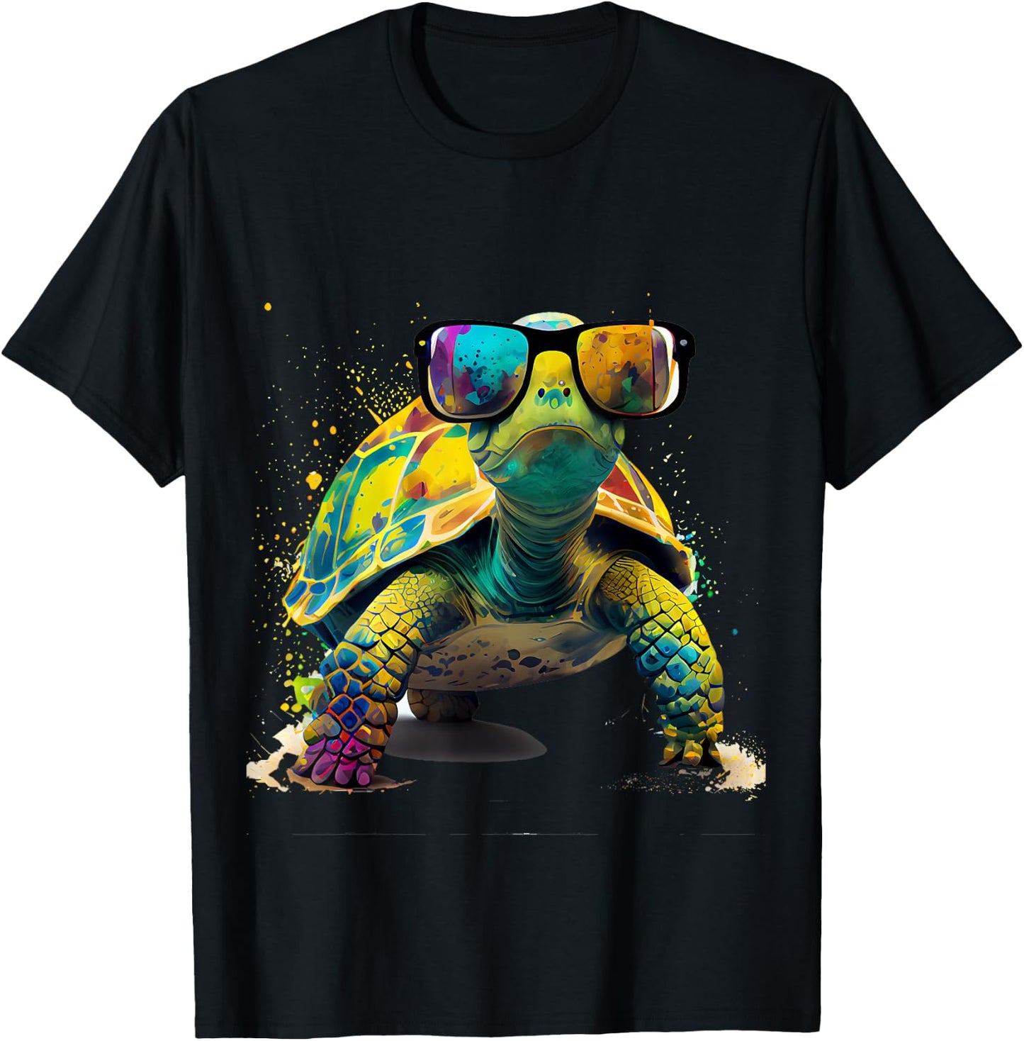 Tortoise with Sunglasses , black T-Shirt - T-Shirt | Black