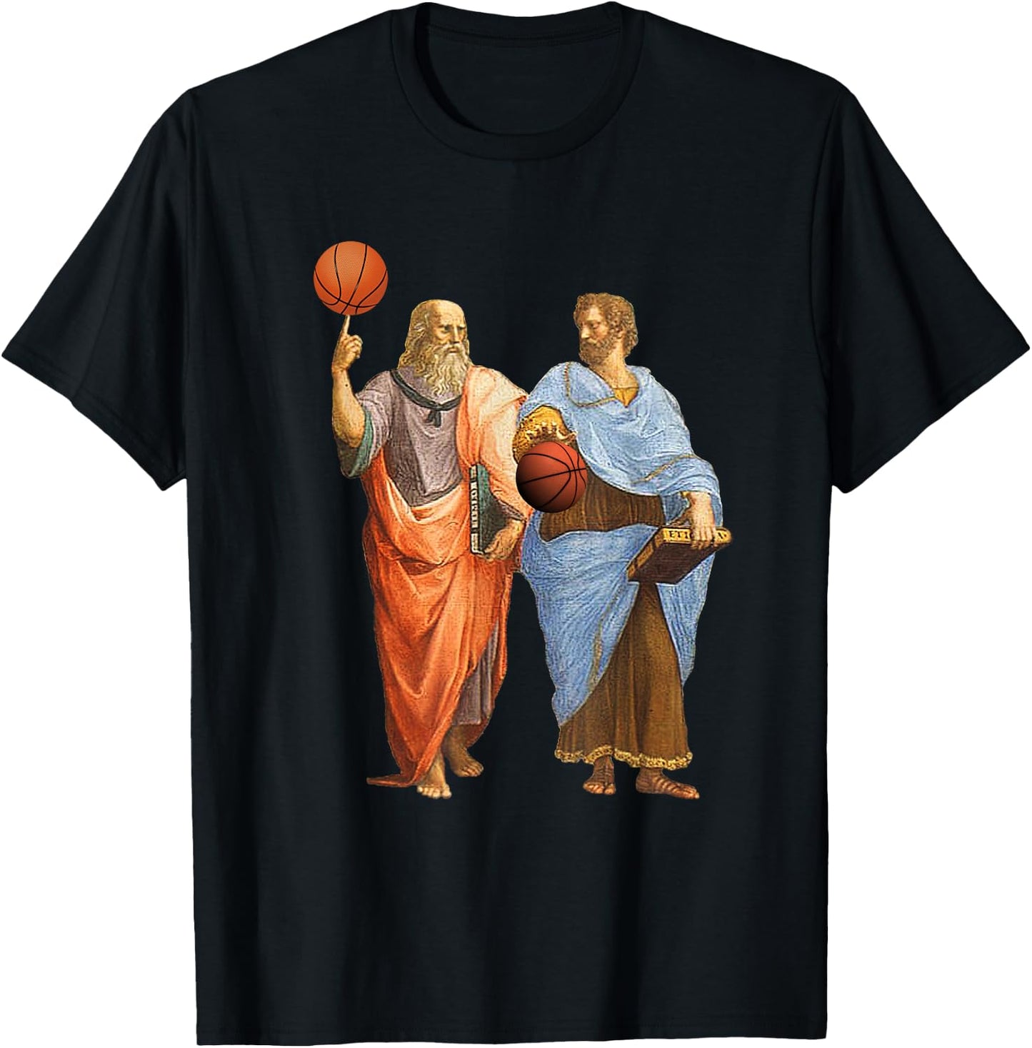 Aristotle and Plato with Basketballs - Philosophy Match T-Shirt - T-Shirt | Black
