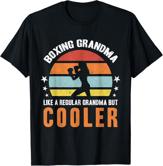 Boxing Grandma Kickboxing Grandmother Kickboxer Women Boxer T-Shirt - T-Shirt | Black