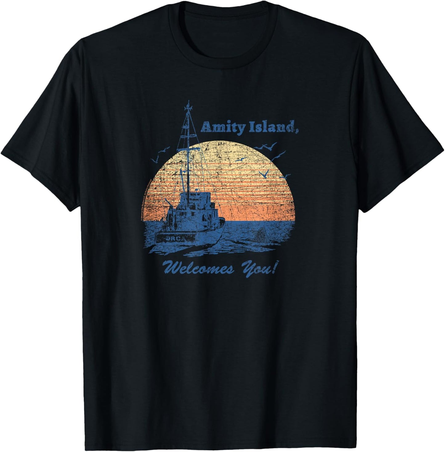 Jaws Vintage Amity Island , Black, S T-Shirt - T-Shirt | Black