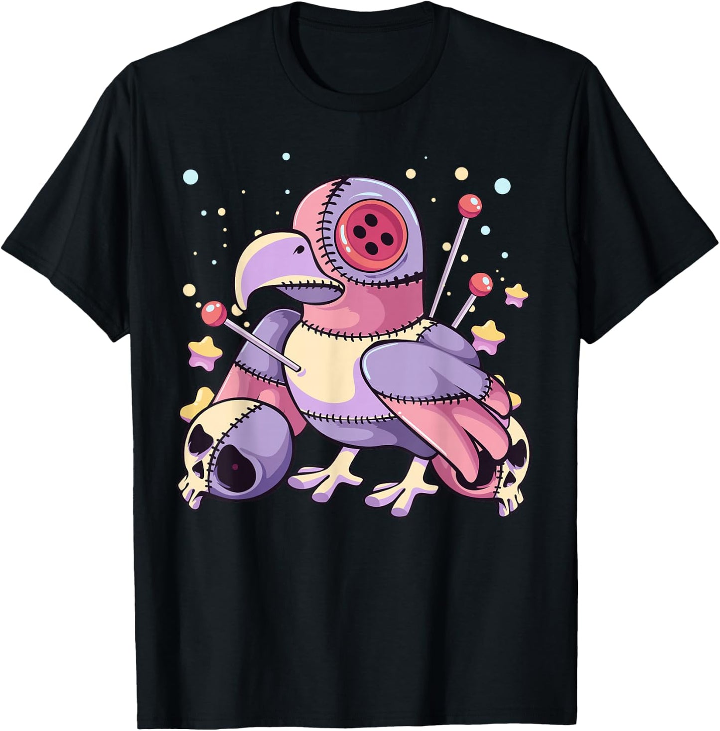 Pastel Goth Kawaii Menhera Yami Sad Voodoo Doll Crow T-Shirt - T-Shirt | Black
