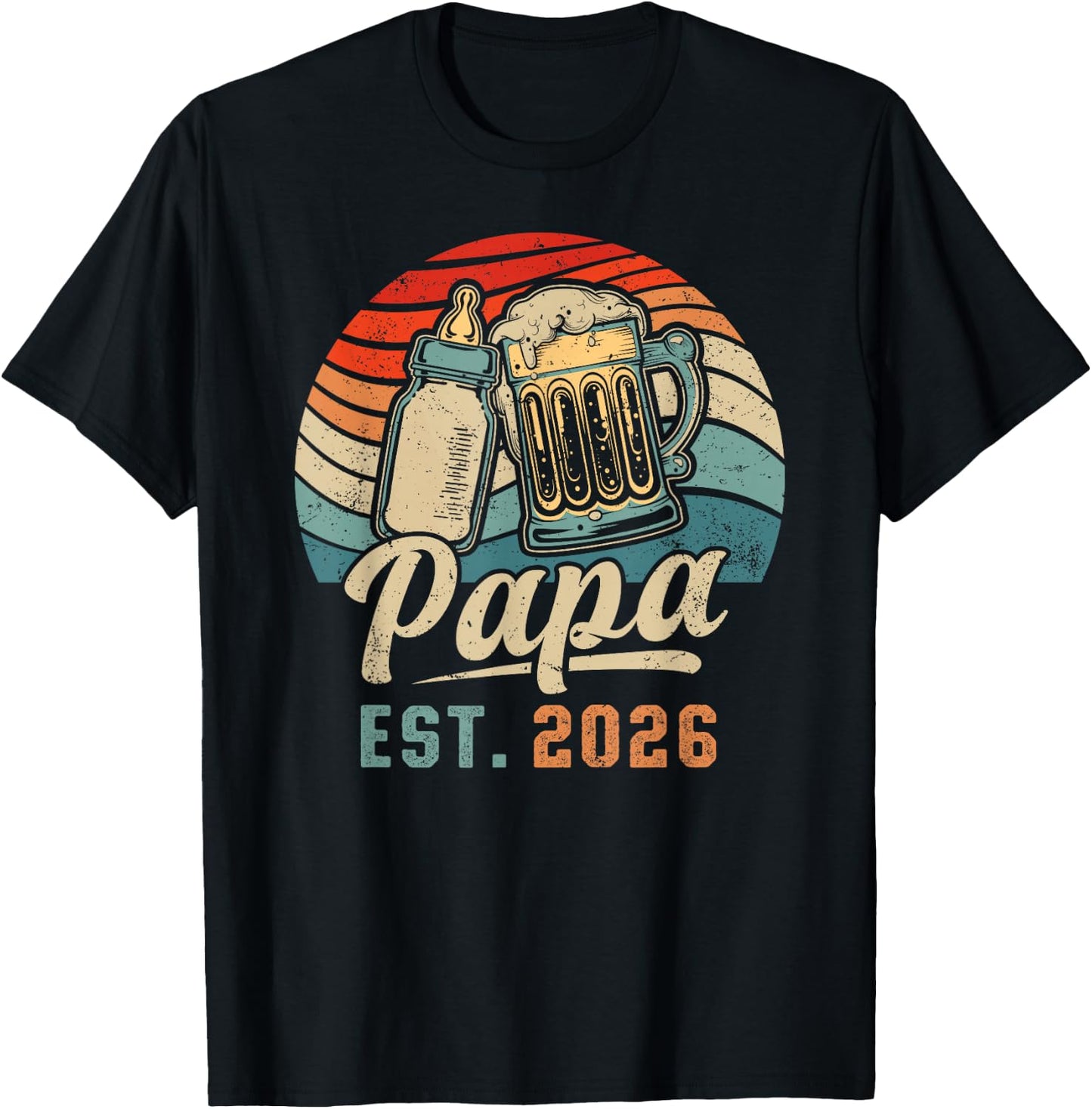 Papa Est. 2026, Erster Vatertag, Frischgebackener Vater T-Shirt - T-Shirt | Black