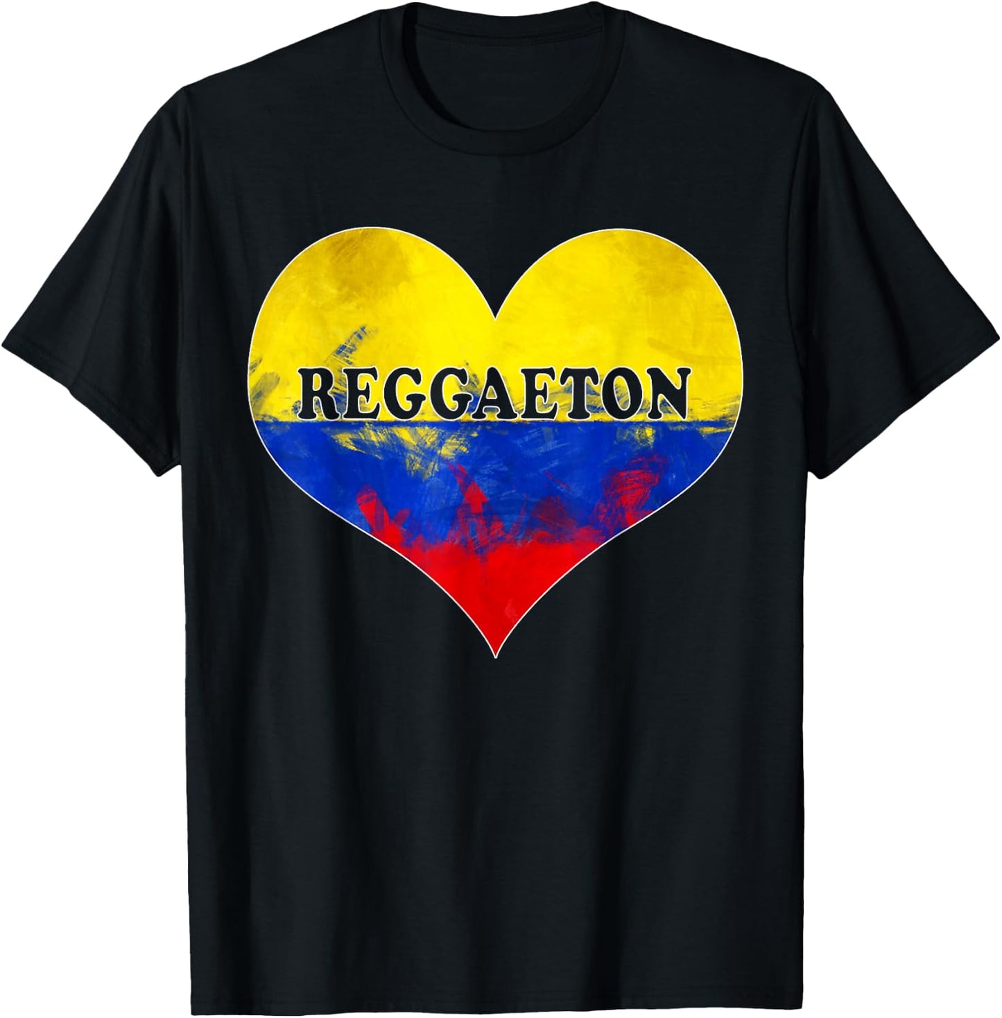Reggaeton Shirt with Heart Colombian Flag I Love Reggaeton T-Shirt - T-Shirt | Black