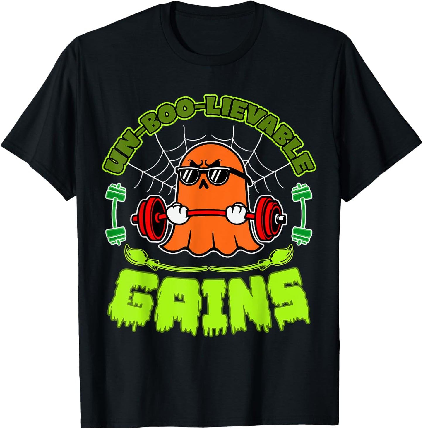 Halloween Workout Ghost Training With Barbell T-Shirt - T-Shirt | Black