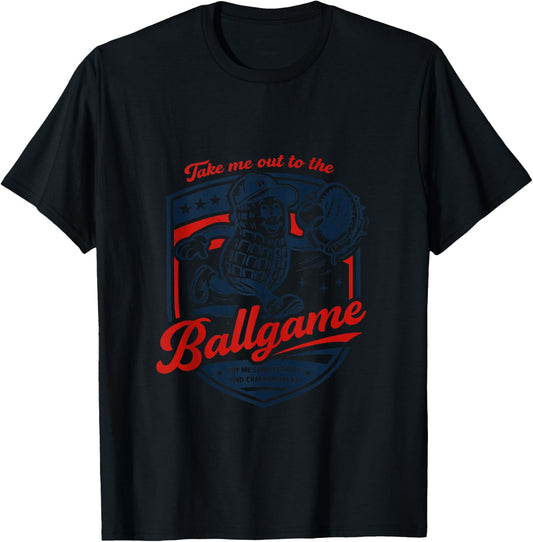 Funny Retro Peanuts & Cracker Jacks for Baseball Fans T-Shirt - T-Shirt | Black