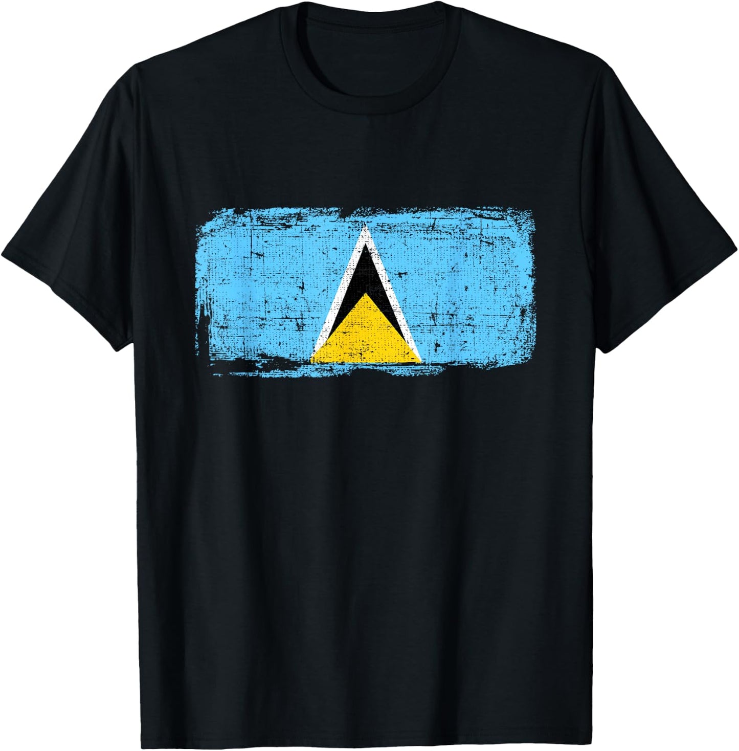 Saint Lucia Flag Pride Gift Distressed Vintage Style T-Shirt - T-Shirt | Black