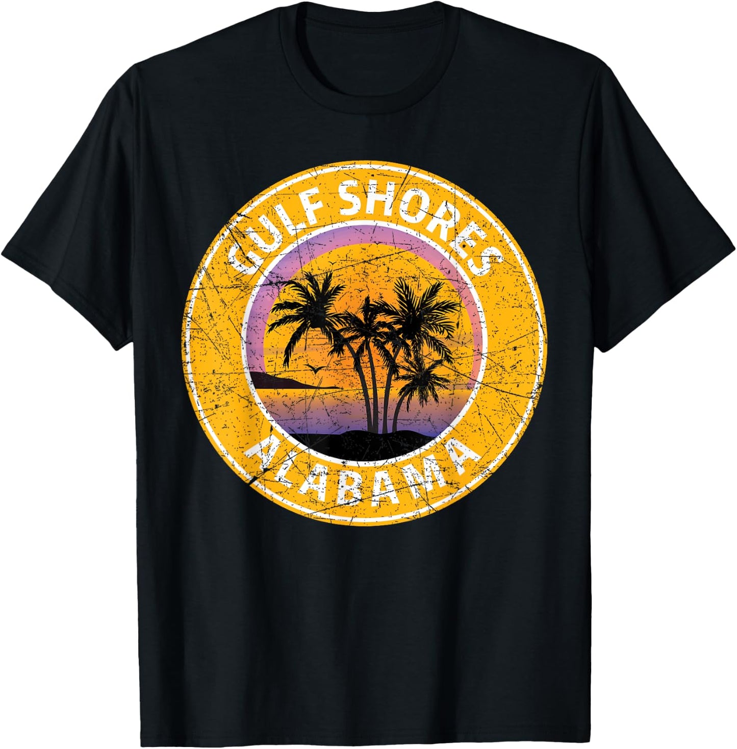 Gulf Shores Alabama Al Vintage Retro 80s Summer Travel T-Shirt - T-Shirt | Black