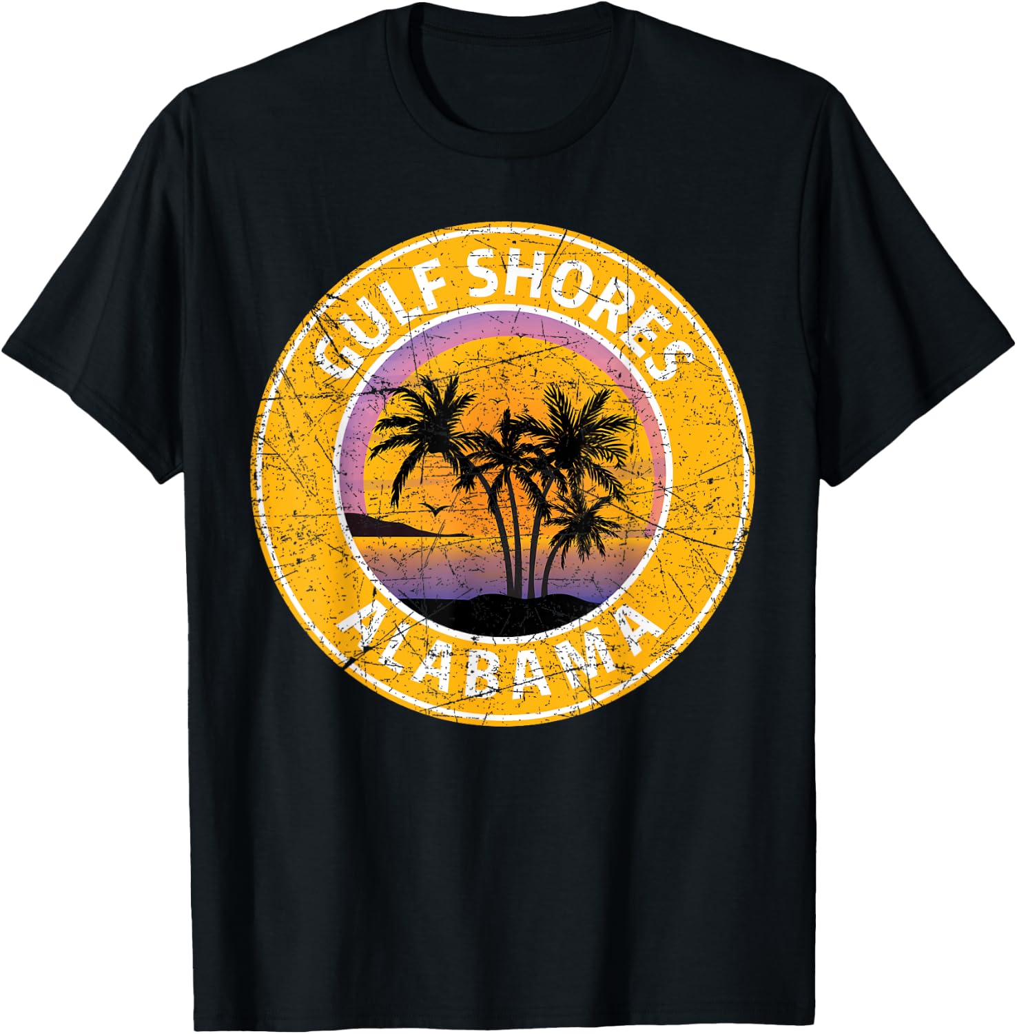 Gulf Shores Alabama Al Vintage Retro 80s Summer Travel T-Shirt - T-Shirt | Black